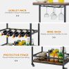 Mobile Kitchen Bar Cart Serving Trolley with Wine Rack