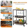 Mobile Kitchen Bar Cart Serving Trolley with Wine Rack