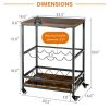 Mobile Kitchen Bar Cart Serving Trolley with Wine Rack
