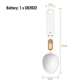 LCD Digital Kitchen Scale Electronic Cooking Food Weight Measuring Spoon 500g 0.1g Scale Mini Kitchen Tool Milk Coffee Tea Flour (Ships From: China, Color: Battery White)