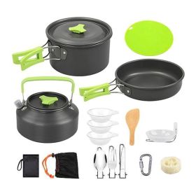 Outdoor Hiking Picnic Camping Cookware Set Picnic Stove Aluminum Pot Pans Kit (Type: 16 Pcs, Color: grey)